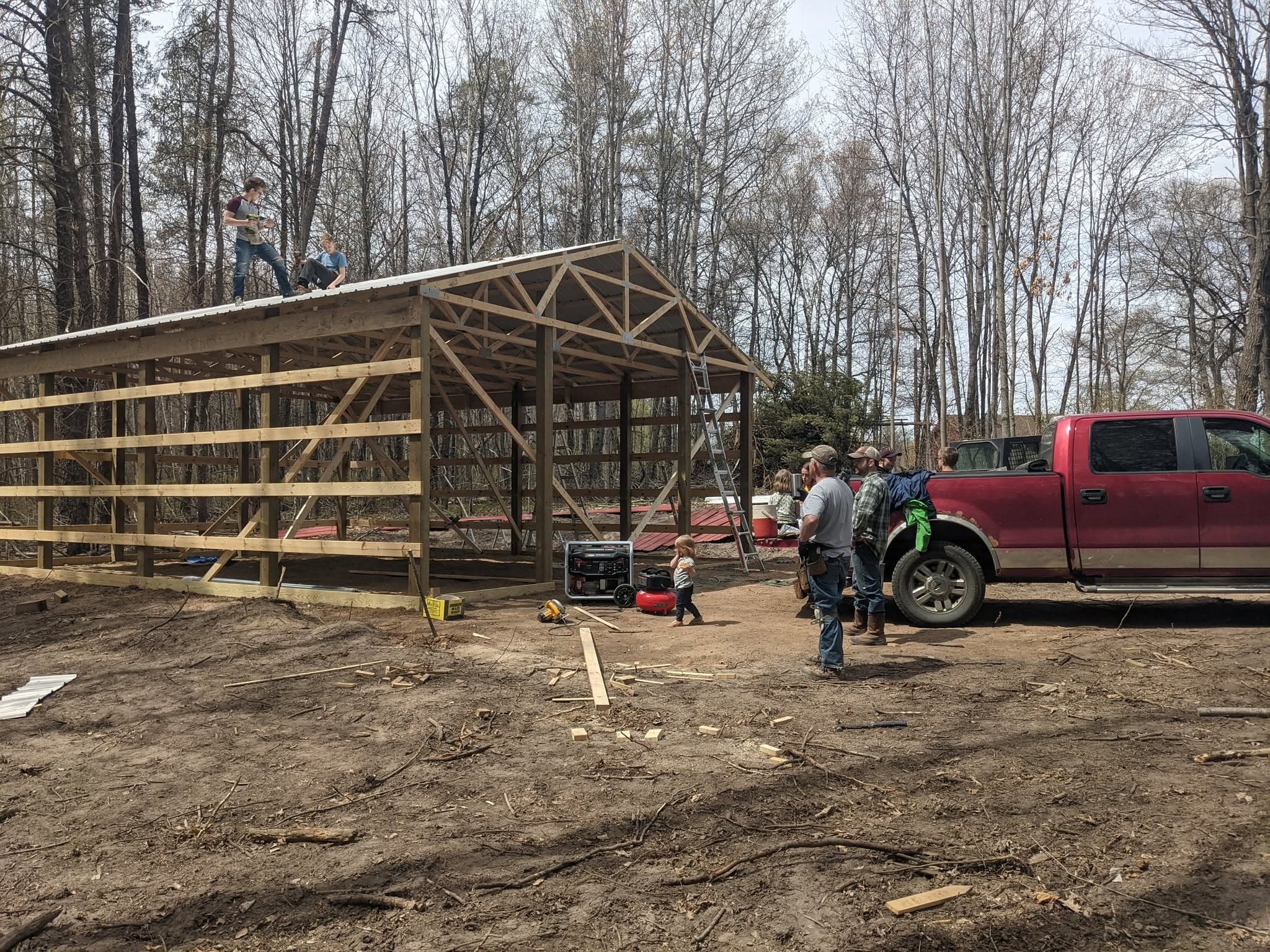 Wooden structure frame under construction